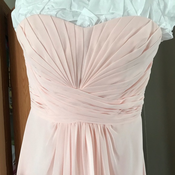 🌸 DAVID’S BRIDAL STRAPLESS MAXI CHIFFON DRESS - Picture 4 of 7